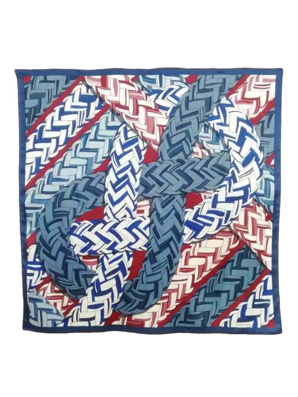 Hermes Carrick Bend Carre H Silk Large Scarf Navy